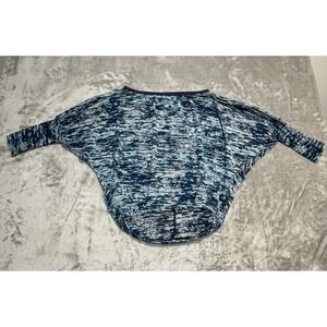 T2Love Blouse Shirt Women's Size 12 Blue/White Off Shoulder Sleeve Relaxed EUC